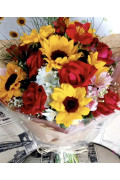 SunFlower and roses bouquet 